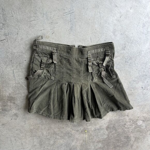 2003 American Eagle Reissue y2k Pleated Skirt RARE military Olive size 4 - Picture 4 of 4